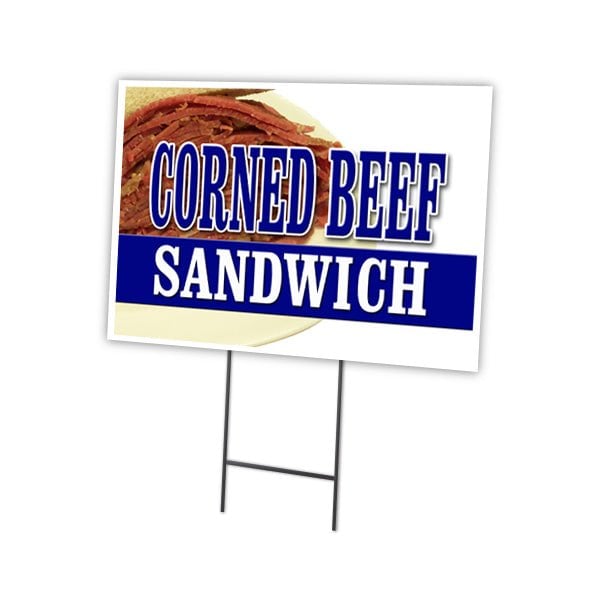 Corned Beef Sandwich Yard Sign & Stake outdoor plastic coroplast window, C-2436 Corned Beef Sandwich